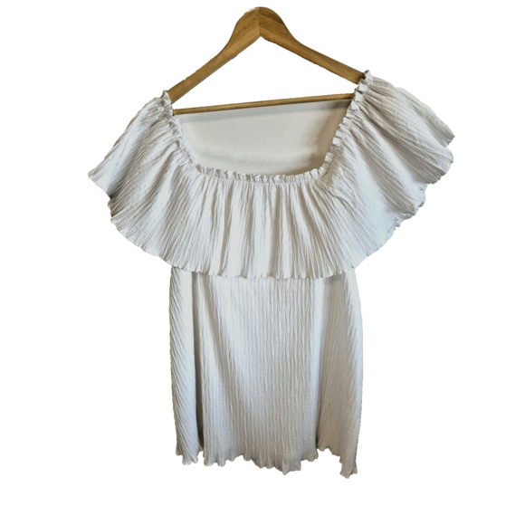 Zara Ruffled Pleated Sleeveless Short Voluminous Dress White Size M - Picture 2 of 15